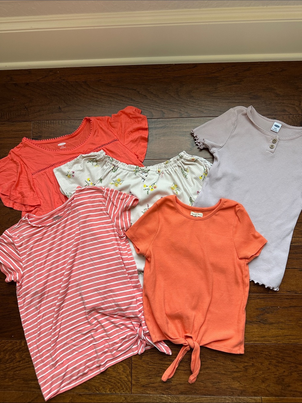 Girls Coral, Pink, Lavender Short Sleeve Kids Tops - Pack of 5